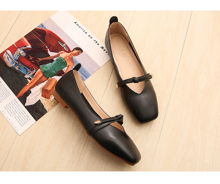 Giày búp bê nữ Mary Jane mũi vuông gót thấp 1-3 cm, form rộng cho chân bè, cỡ lớn — Màu mơ, Màu nâu, Màu đen chi tiết 19