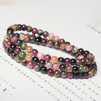 Brazil Imported natural Tourmaline Bracelet Tourmaline multi-storey Multi-turn Bracelet colour Tourmaline Three times Bracelet wholesale