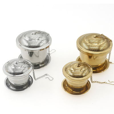 厂家现货不锈钢创意镀金茶桶汤包茶球泡茶器茶具办公品茶茶宠神器