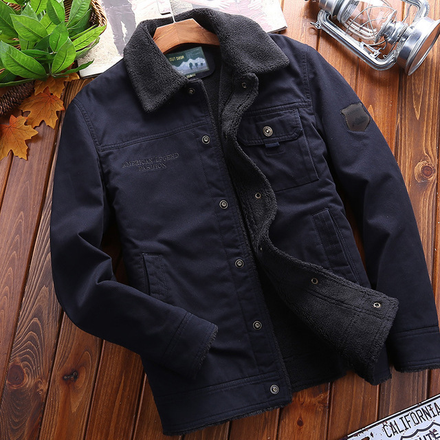 Lapel pure cotton washed plush embroidered letter coat for men casual jacket for men