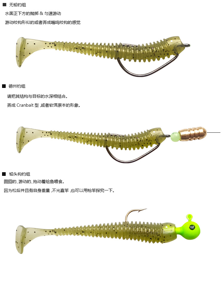 Paddle Tail fishing lure soft Grubs baits suit lures Fresh Water Bass Swimbait Tackle Gear