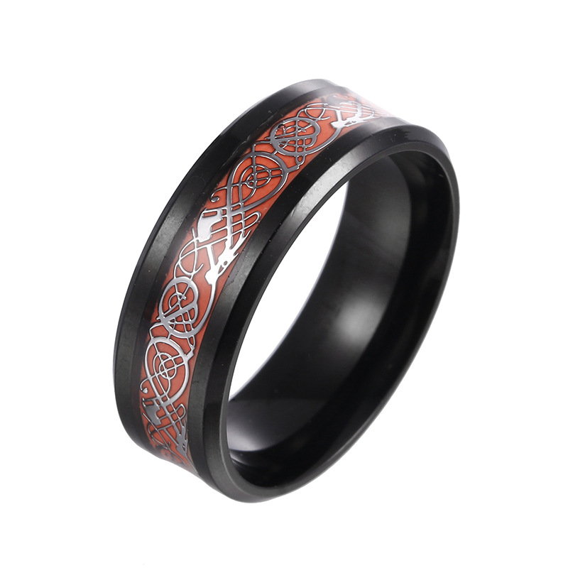 Fashion Luminous Colors Stainless Steel Dragon Pattern Ring display picture 1