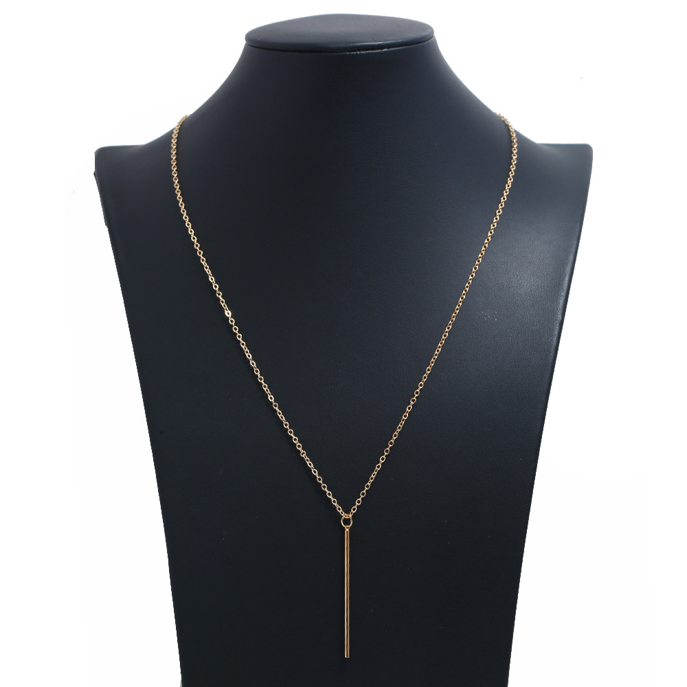 fashion metal geometric Y-shaped pendant long necklace
