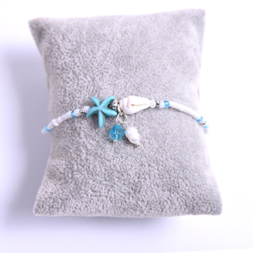 波西米亚风跨境海星编织脚链配饰 夏季沙滩贝壳海螺脚链