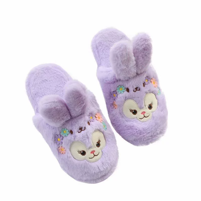 Anime Cartoon Mickey Stella KT Cat Plush Home Slipper Floor Drag Fighting Winter Warm Winter Women's Slipper