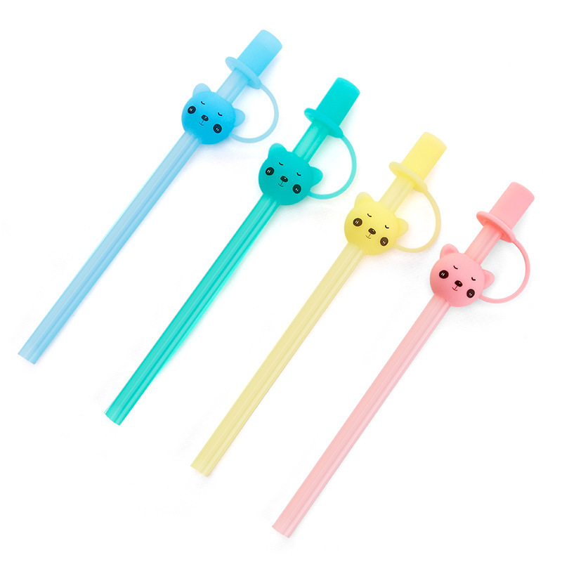2020 New products baby Large caliber With cover straw children silica gel straw Dust cap colour Drink plenty of water straw