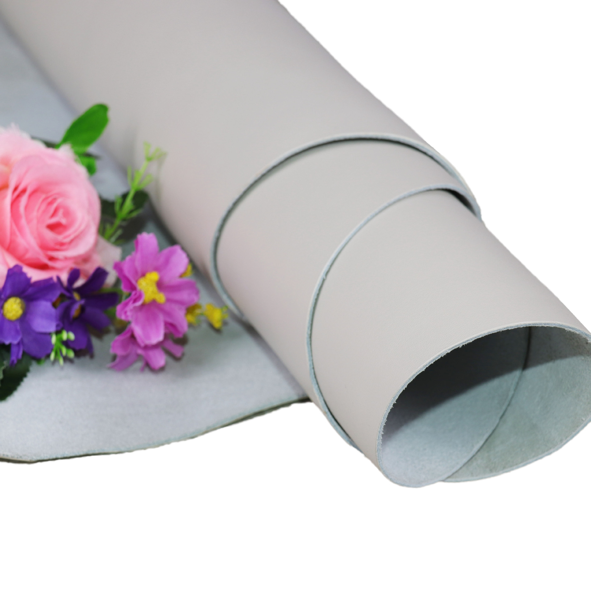 灰色二层贴膜牛皮 湿发移膜皮革 DE-7平纹牛皮 鞋子皮具面料 包邮