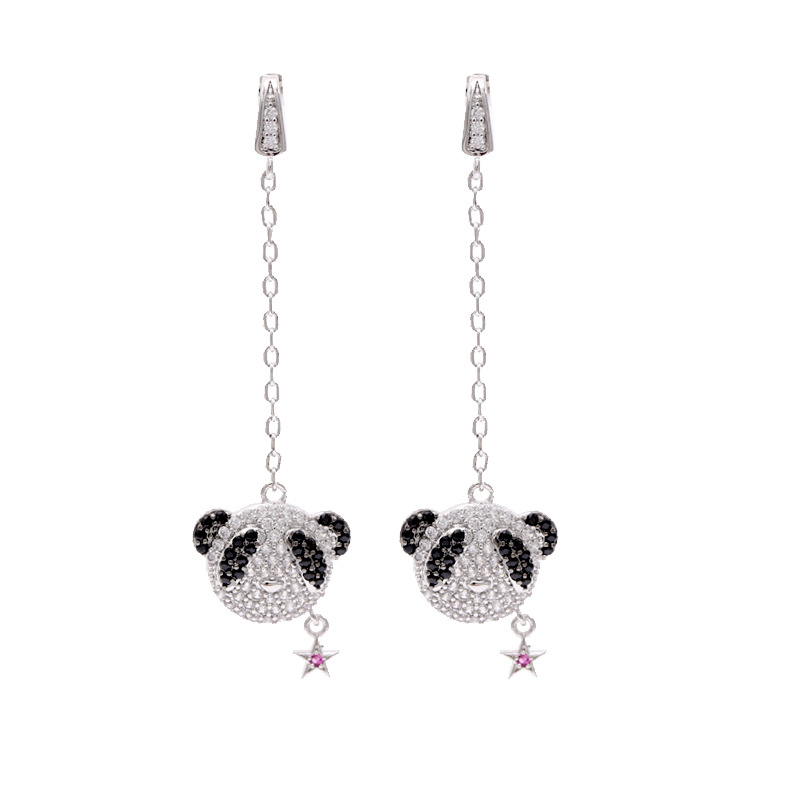 Fashion microinlaid zircon panda earrings NHDO128980picture13