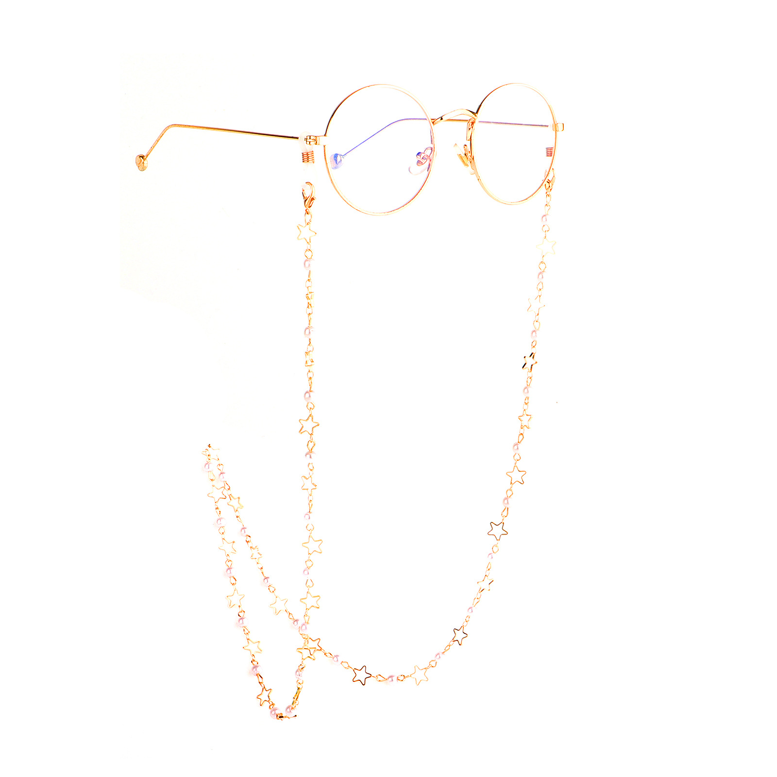 20g Weight Metal Material Gold, Silver Color Fashion Simple Pearl Star Glasses Chain 无
