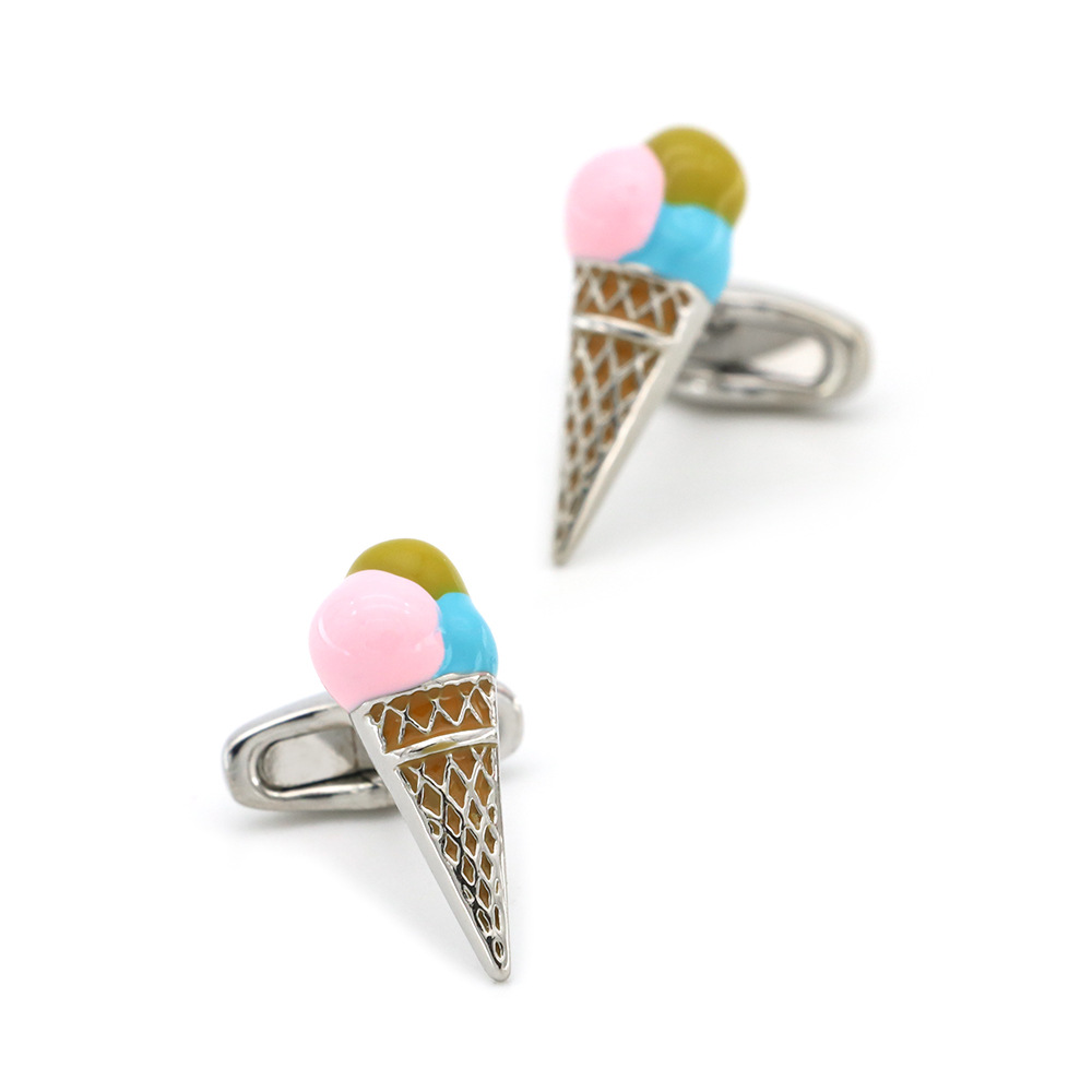 [paint] fun creative men's French buttons ice cream cufflinks in stock wholesale