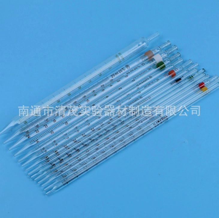 Горячая стеклянная пипетка длиной 32 см 0,1 ~ 50 мл Пипетка масштаба Qingmao экспериментальные расходные материалы могут быть выставлен счет