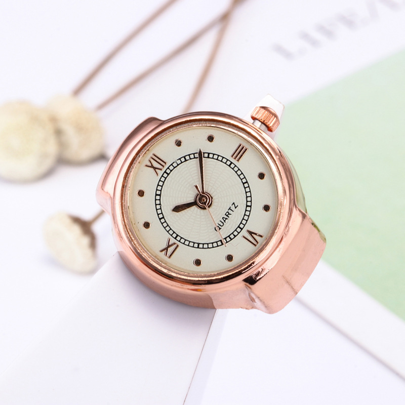 Round Dial Shape Holiday, Daily Occasion Casual Novelty Round Single Folding Buckle Ring Table Quartz Ring Table Watch