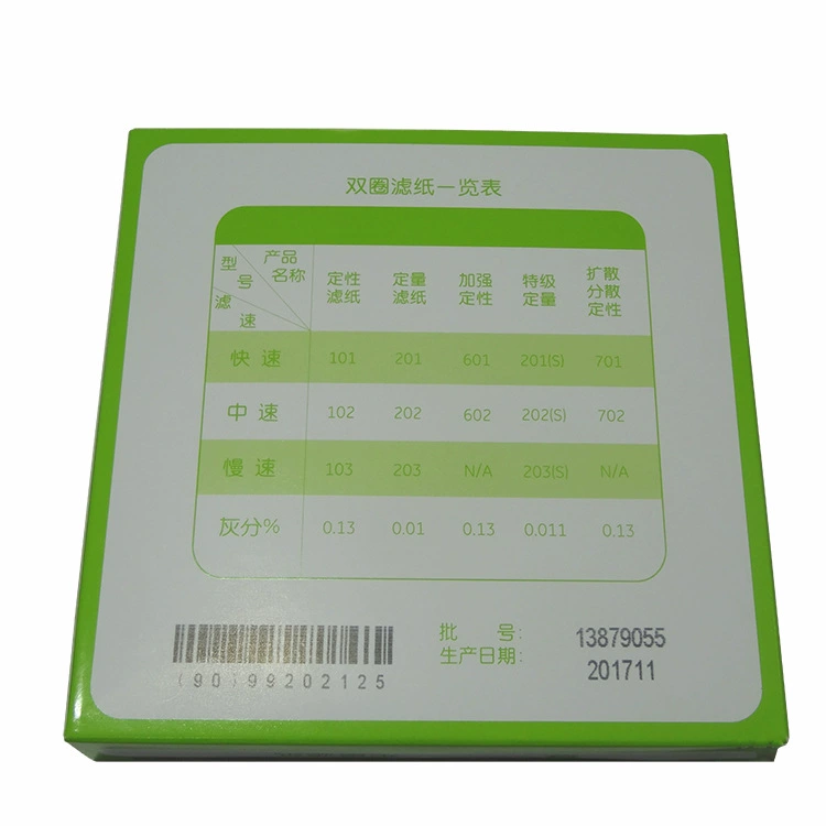 [Kexin] 12,5 см 100 штук количественной фильтровальной бумаги/коробки с двойным кольцом, быстрая, средняя и медленная скорость, полные спецификации