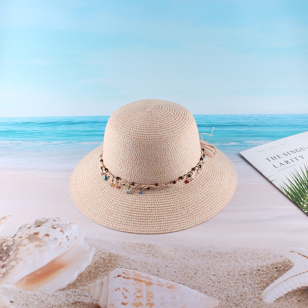 Verano estilo coreano moda paja cúpula pescador sombrero playa vacaciones sol protección sol sombra playa sombrero hembra paja sombrero personalización