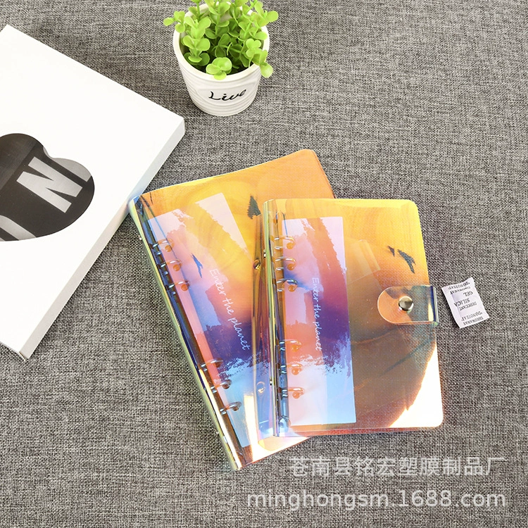 Оптовая Лазерная красочная Прозрачная Кнопка Binder Case A5A6A7 скоросшиватель с 6 отверстиями буклет блокнот