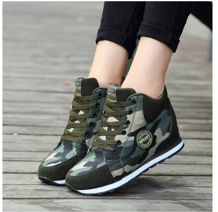 Women Ladies Casual Suede Camouflage Non...