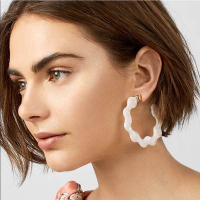 欧美风跨境新款花朵耳环亚马逊热销波浪醋酸板材亚克力豹纹耳环