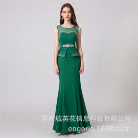engerla婚纱礼服2021春季新款抹茶绿鱼尾晚礼服速卖通新款
