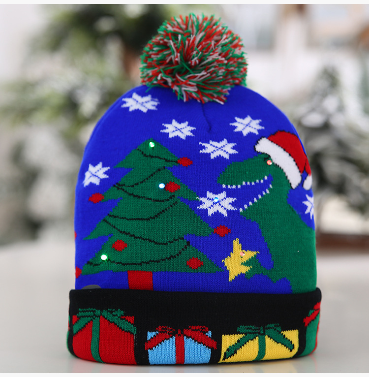 Christmas Decorations Flanged Knitted Ball Cap Led Light Cap Adult Children's Cap display picture 13