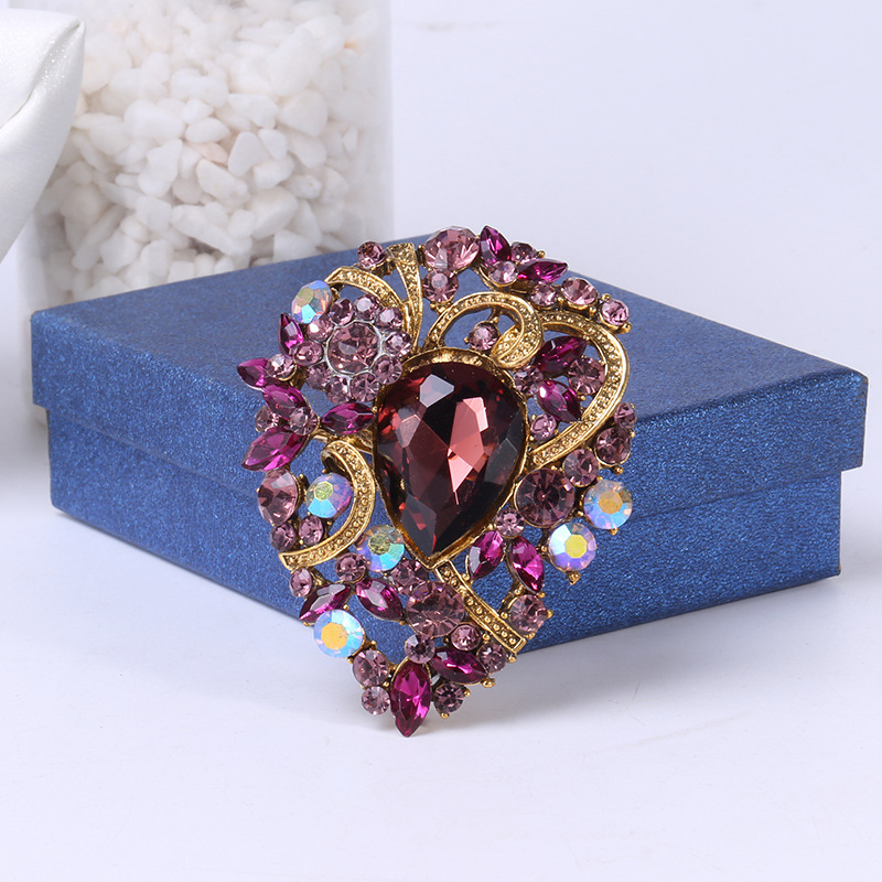 Elegant Water Droplets Alloy Inlay Rhinestones Women's Brooches display picture 13