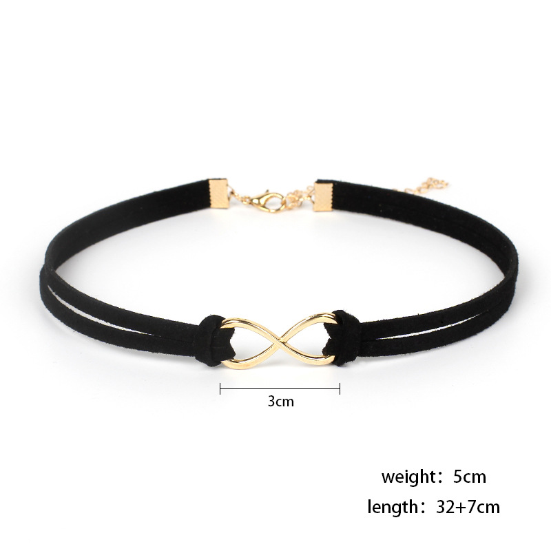 7g Weight Necklace Classification Women'S Gender Royal Blue, Lake Blue, Grey, Beige, Green, Wine Red, Yellow, Black Color New Hot-saling 8 Word Infinite Korean Velvet Rope Short Choker 无