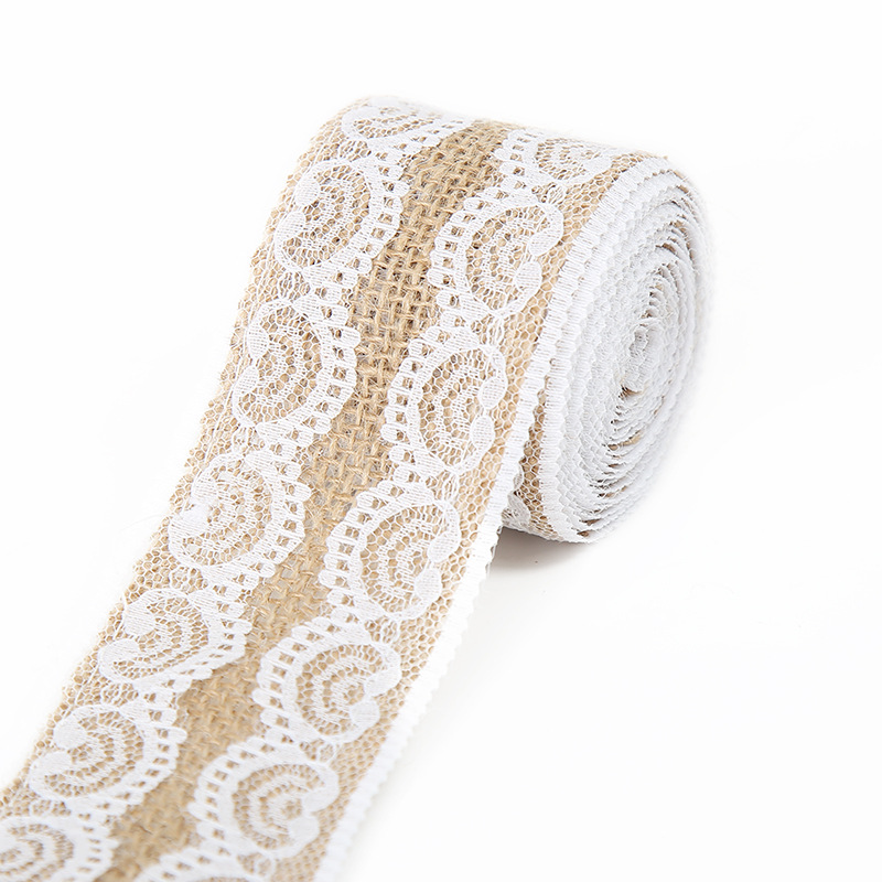 Rollo de lino de encaje DIY hecho a mano boda Navidad artesanía rollo de lino de encaje de lino cuerda de cáñamo