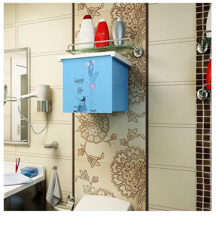 Shower Room mural Lockers clothes Shelf Foldable Small bathroom Storage rack Artifact Free punch Wall mounted