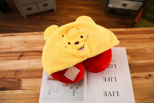 Cute U-shaped neck pillow, car travel hooded neck pillow, single office nap cervical spine pillow, cartoon U-shaped pillow