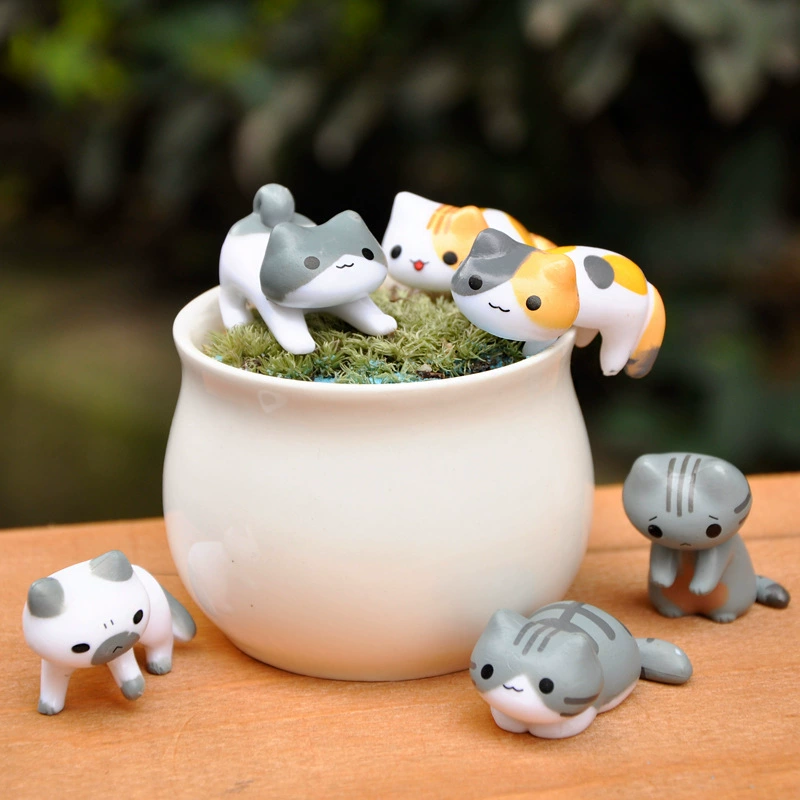 Cute doll, flowerpot, decorations, table accessory, cat, micro landscape
