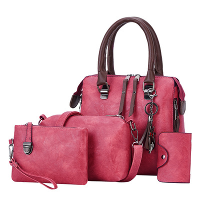 Simplicity Fashion bags 2020 new pattern Dual zippers Handbag Korean Edition Three-piece Suite Inclined shoulder bag Master bag