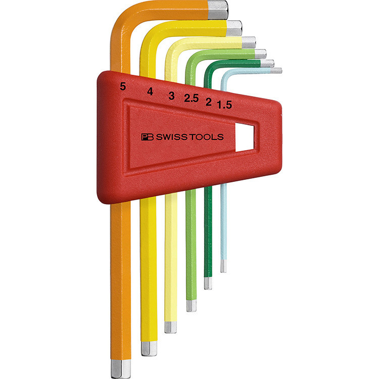 瑞士PB SwissTools 彩色L型平头内六角扳手7件套 PB 210.H-5 RB