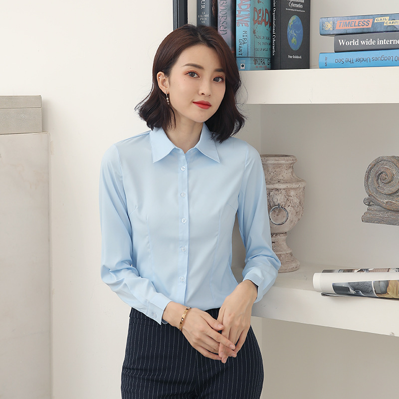 White blue shirt Long sleeve Business Suits formal wear coverall Self cultivation Elastic force DP jacket goods in stock wholesale customized