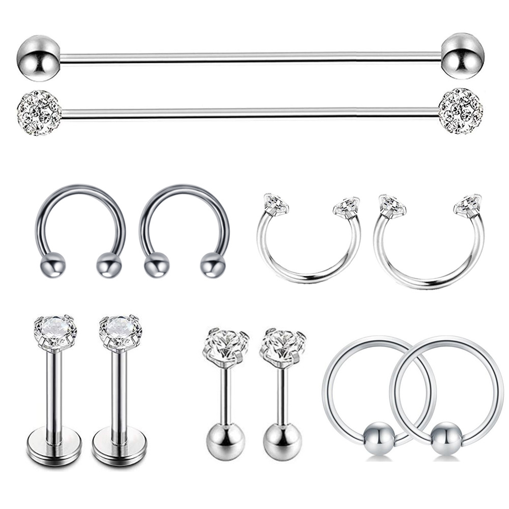 16G labret stud size and finish detail