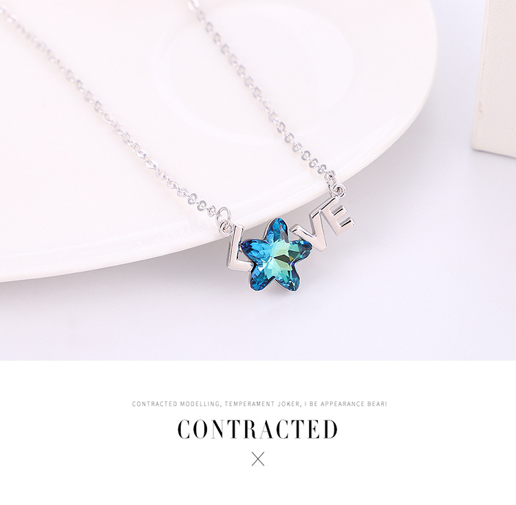 1 Piece Fashion Letter Star Alloy Inlay Rhinestones Womenu0027S Pendant Necklace