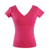 Top, cotton white sports clothing, V-neckline