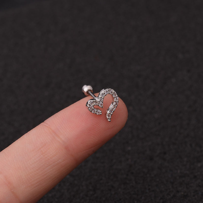 Creative Flower Ear Bone Nails Stainless Steel Zircon Earrings display picture 11