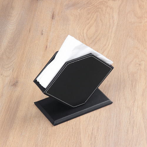 Creative Diamond-Shaped Leather Restaurant Square Napkin Box, Tablecloth Storage Box with Hotel/Restaurant LOGO