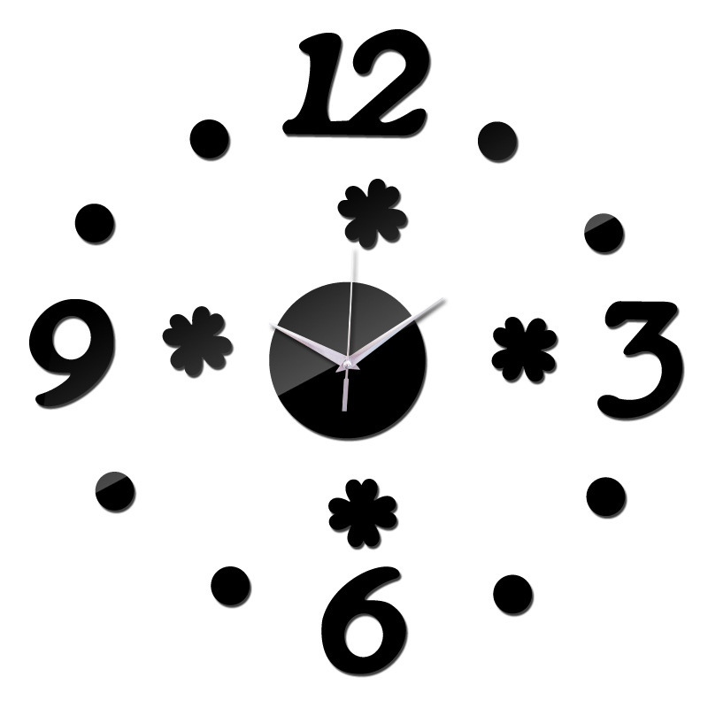 Creative acrylic three dimensional watch on wall, mirror effect, simple and elegant design