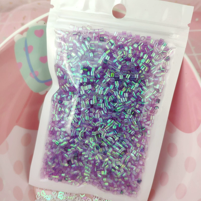 Soft Tube Beads 10 g — Iridescent DIY Slime & Craft Filler, Colorful Tiny Rice Granules