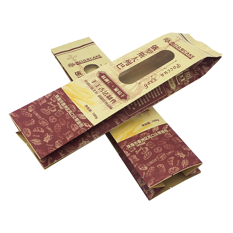 厂家巴旦木坚果食品透明开窗牛皮纸袋长条面包独立复合高档纸袋