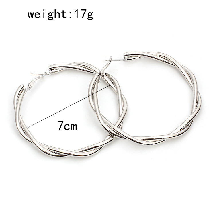 9g Weight Earrings Classification Wedding, Travel Occasion Women'S Gender Fashion Style Gold, Silver Color Metal Ring Exaggerated Geometric Large Frame Circle Earrings 1