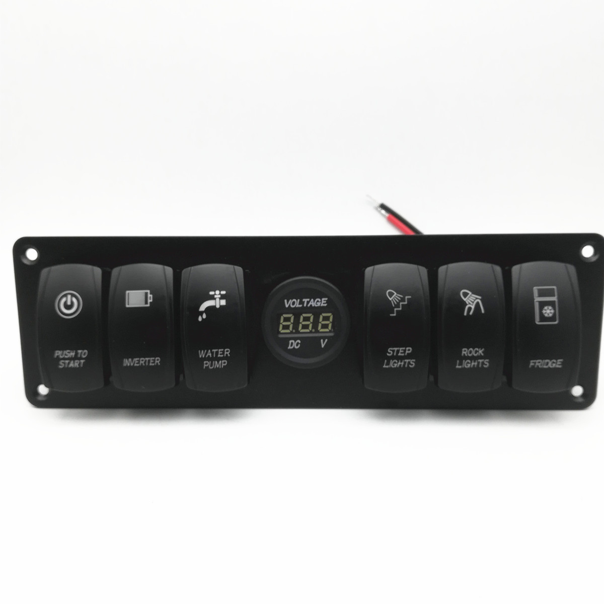 热卖汽车游艇开关面板6位组合ON-OFF开关中间电压表或USB车充
