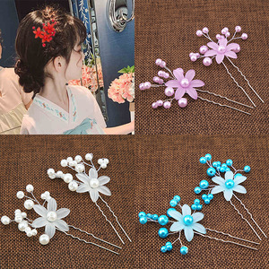 chinese hanfu hair accessory for girls Children all sky star U-shaped pearl hairpin Chinese girl Chinese hanfu headdress