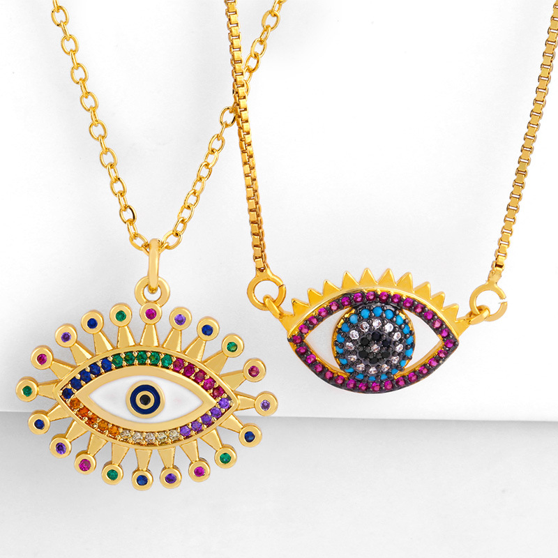 201 new diamond necklace drop oil eye pendant female sweater chain