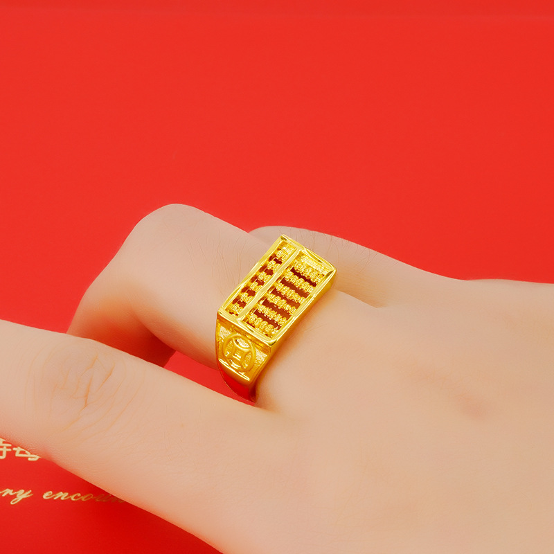 Simple de cobre chapado en oro de arena de oro abierto Ábaco hombres y mujeres anillo al por mayor transfronterizo caliente suministro anillo de oro de imitación