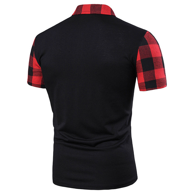 Men's Short Sleeve T-Shirt Neck Sleeve Arms Large Plaid 