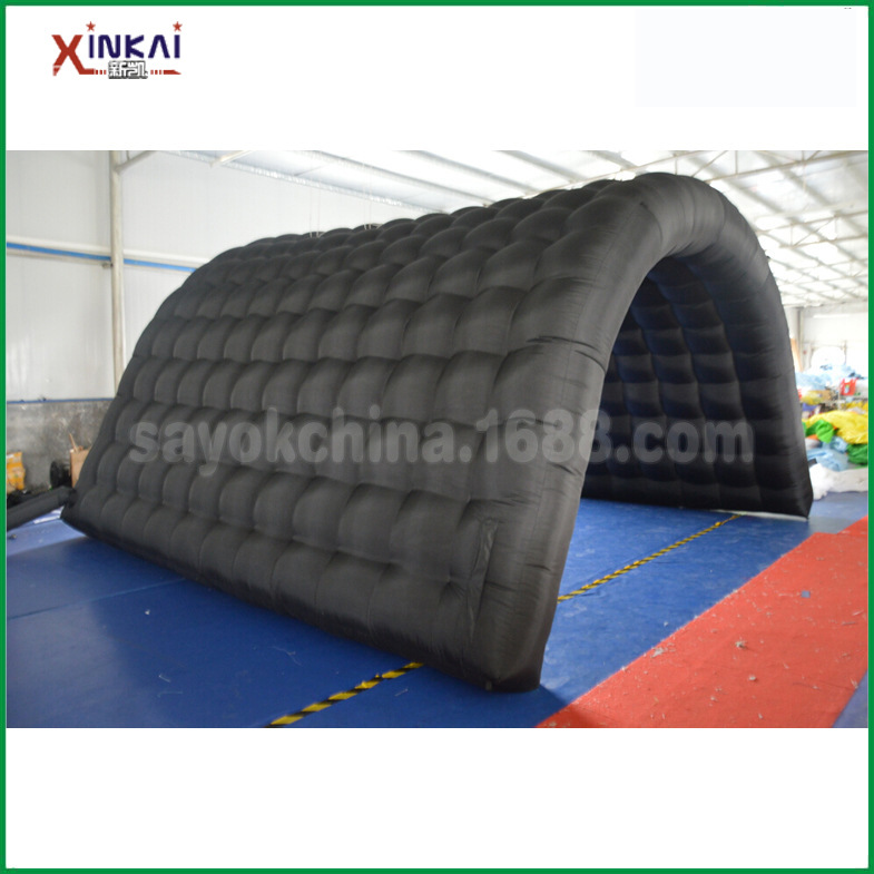 定制全黑隧道充气篷房帐篷 户外活动广告移动充气棚 便携式帐篷