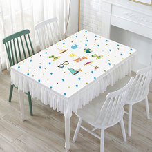 新品餐桌防水平板桌布雪纺花边防尘布餐桌桌布防水雪纺盖巾代发