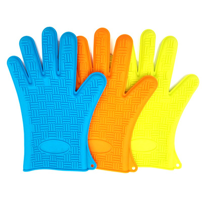 厂家直销硅胶烘焙耐高温烤箱微波炉手套隔热防滑加厚加长单只价|ru