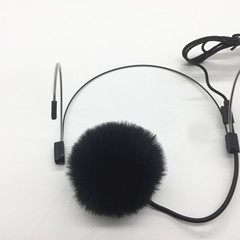 Headset mic cover with fur collar, windproof headset microphone cover for small rabbit ears